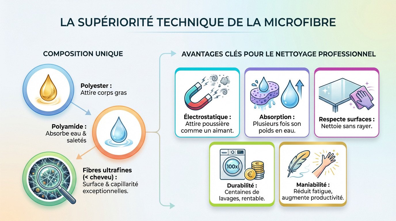 Microscopic structure of a microfiber fringe showing polyester and polyamide fibers