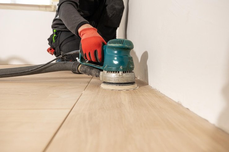 Renovation of old parquet with professional equipment